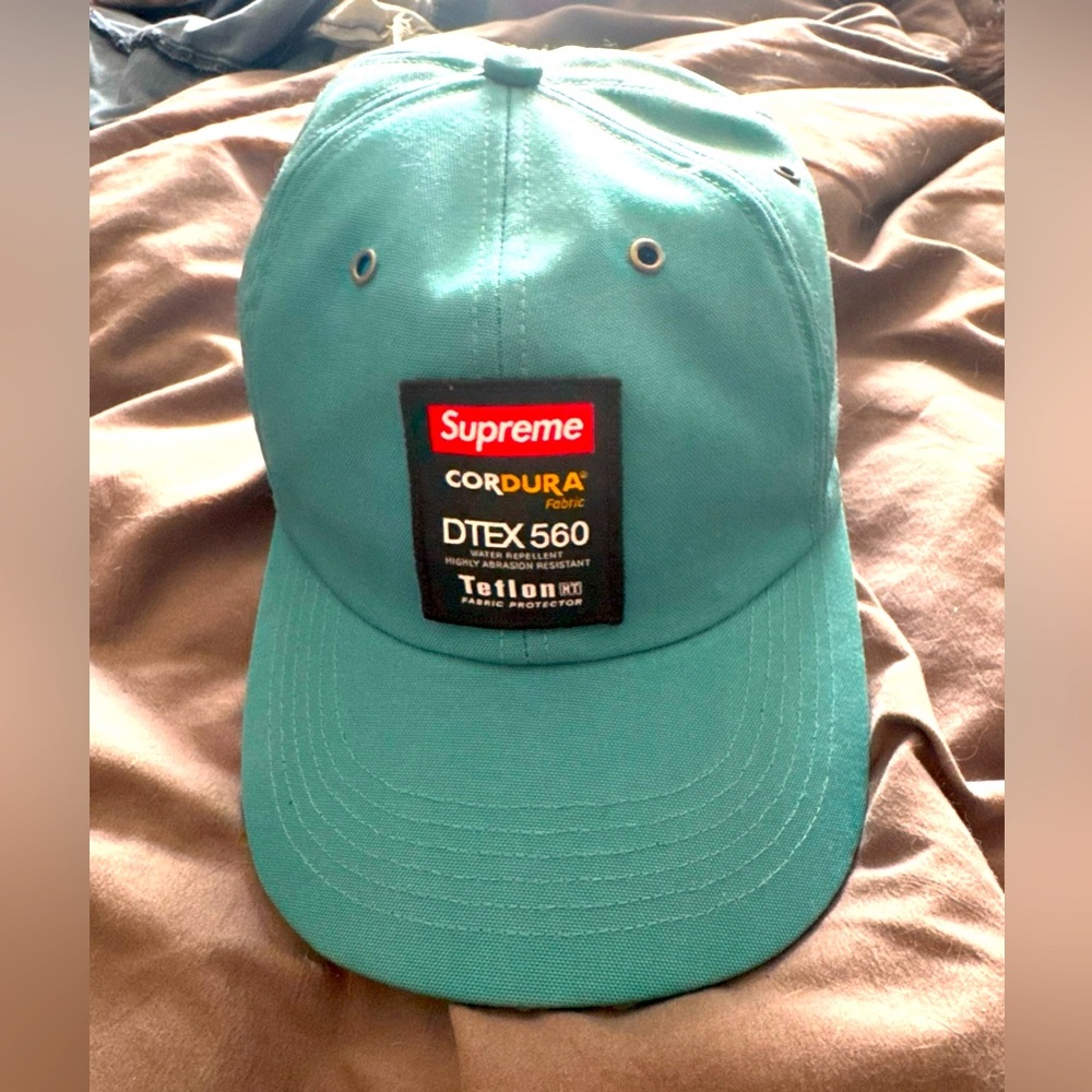 New Supreme x Cordura Teflon Coated 6-Panel Hat - Teal - FW21 Box Logo Bogo Cap